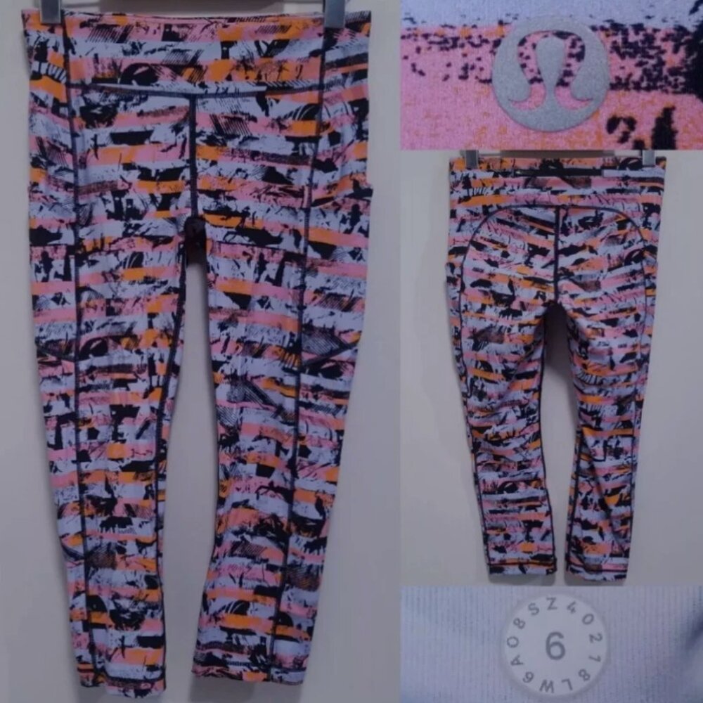 Lululemon Speed Up Crop 6 Small Woman's Inversion Multi Pants Luxtreme Leggings